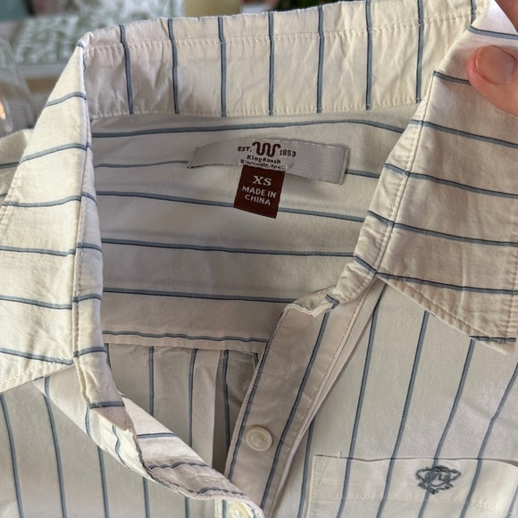 King Ranch Tops - King Ranch White Striped Button-Down Shirt - XS